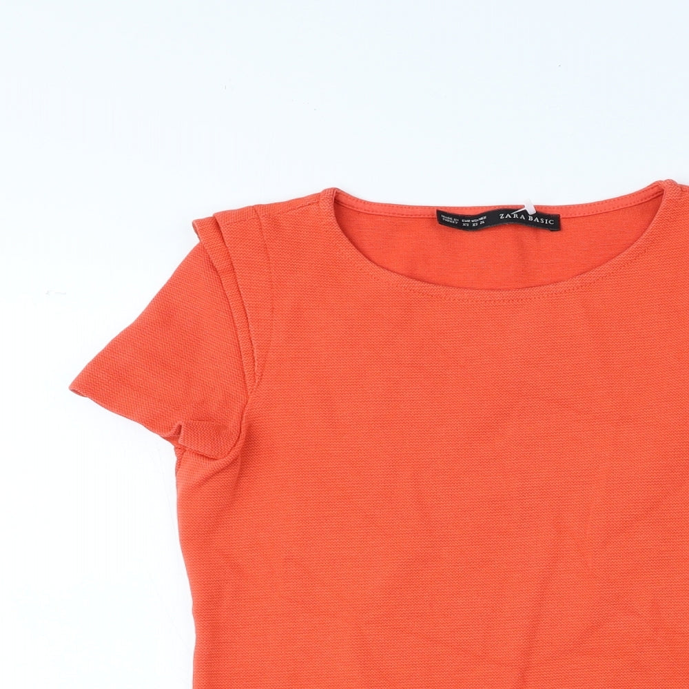 Womens UK Size XS Zara Orange Basic Blouse