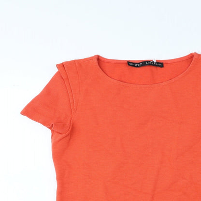 Womens UK Size XS Zara Orange Basic Blouse