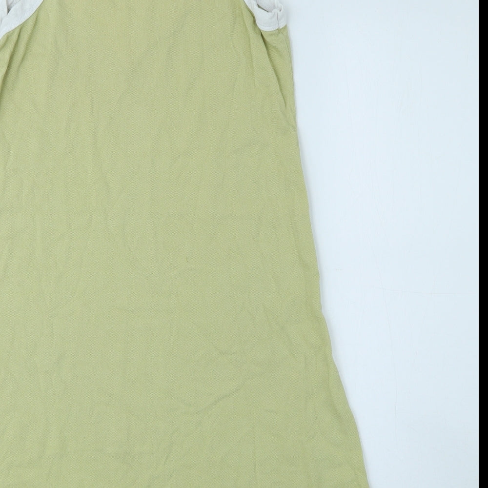 Zagetti Womens Green 100% Cotton Tank Dress Size L V-Neck Pullover