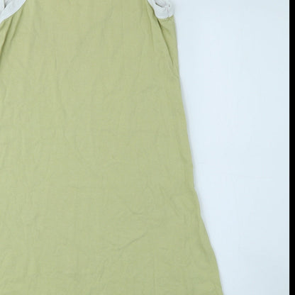 Zagetti Womens Green 100% Cotton Tank Dress Size L V-Neck Pullover