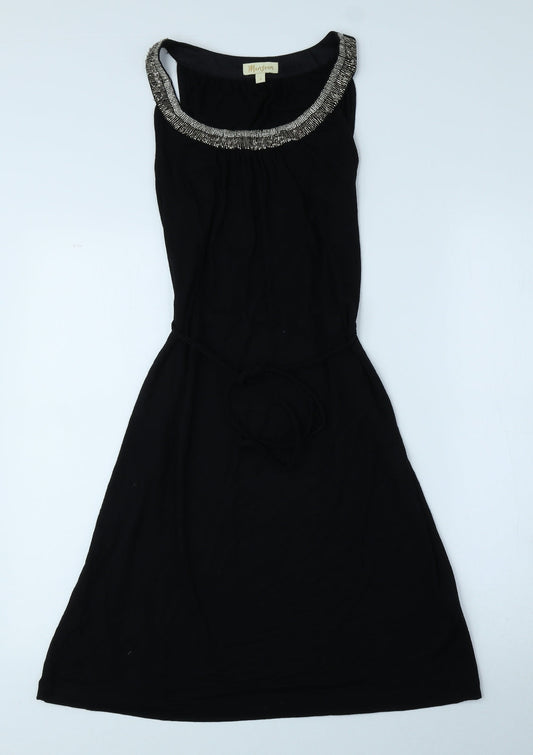 Monsoon Womens Black Viscose A-Line Size S Crew Neck Pullover