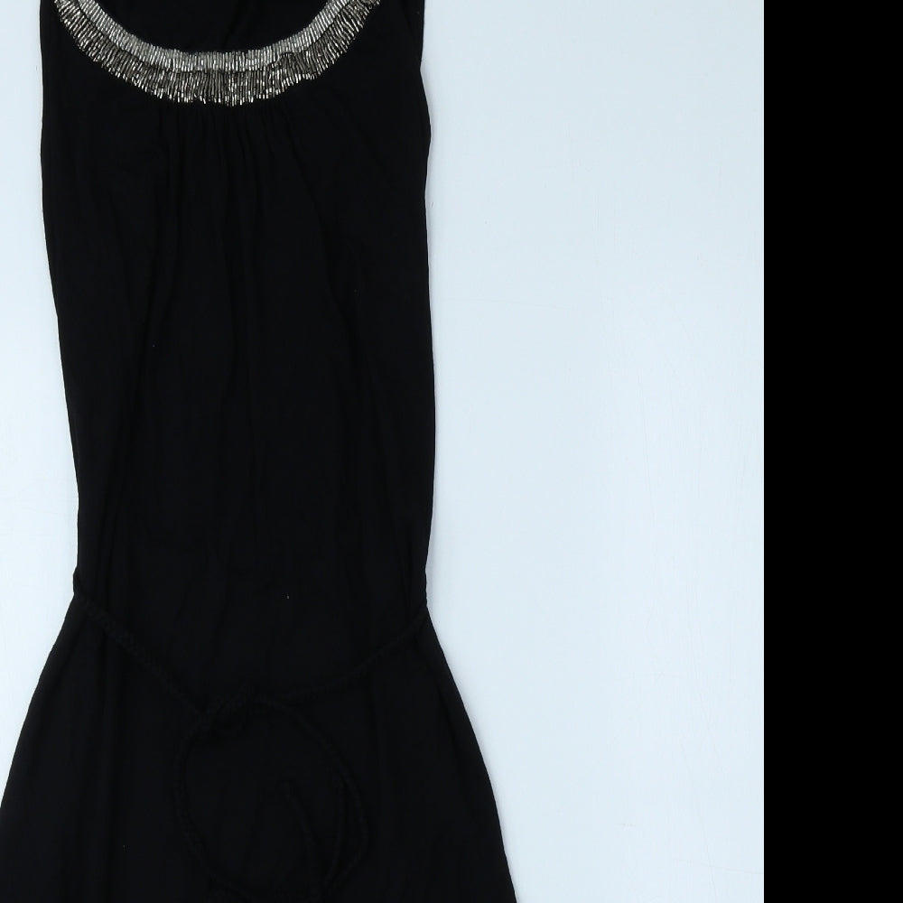 Monsoon Womens Black Viscose A-Line Size S Crew Neck Pullover