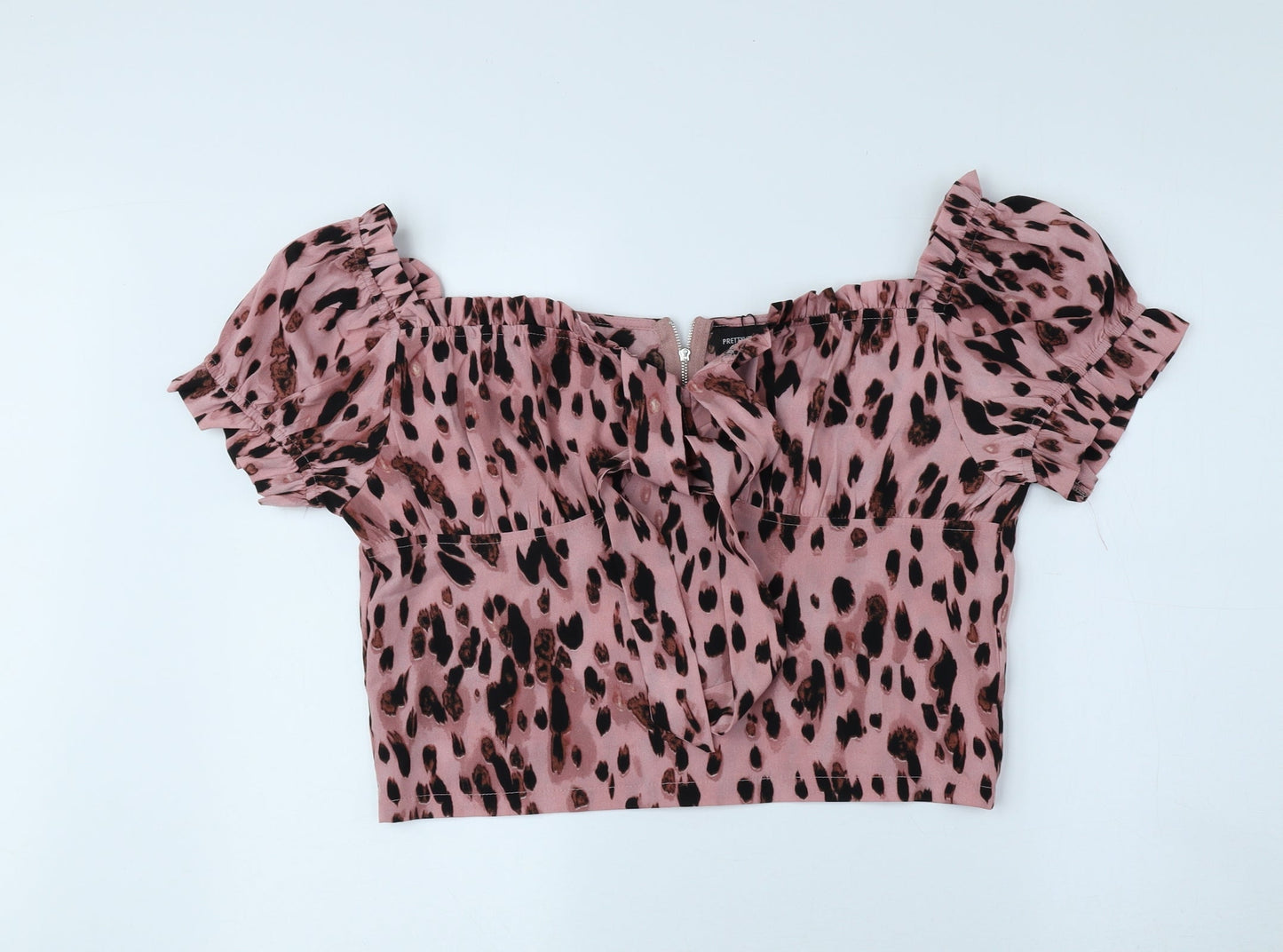Womens UK Size 16 PRETTYLITTLETHING Pink Cropped Blouse