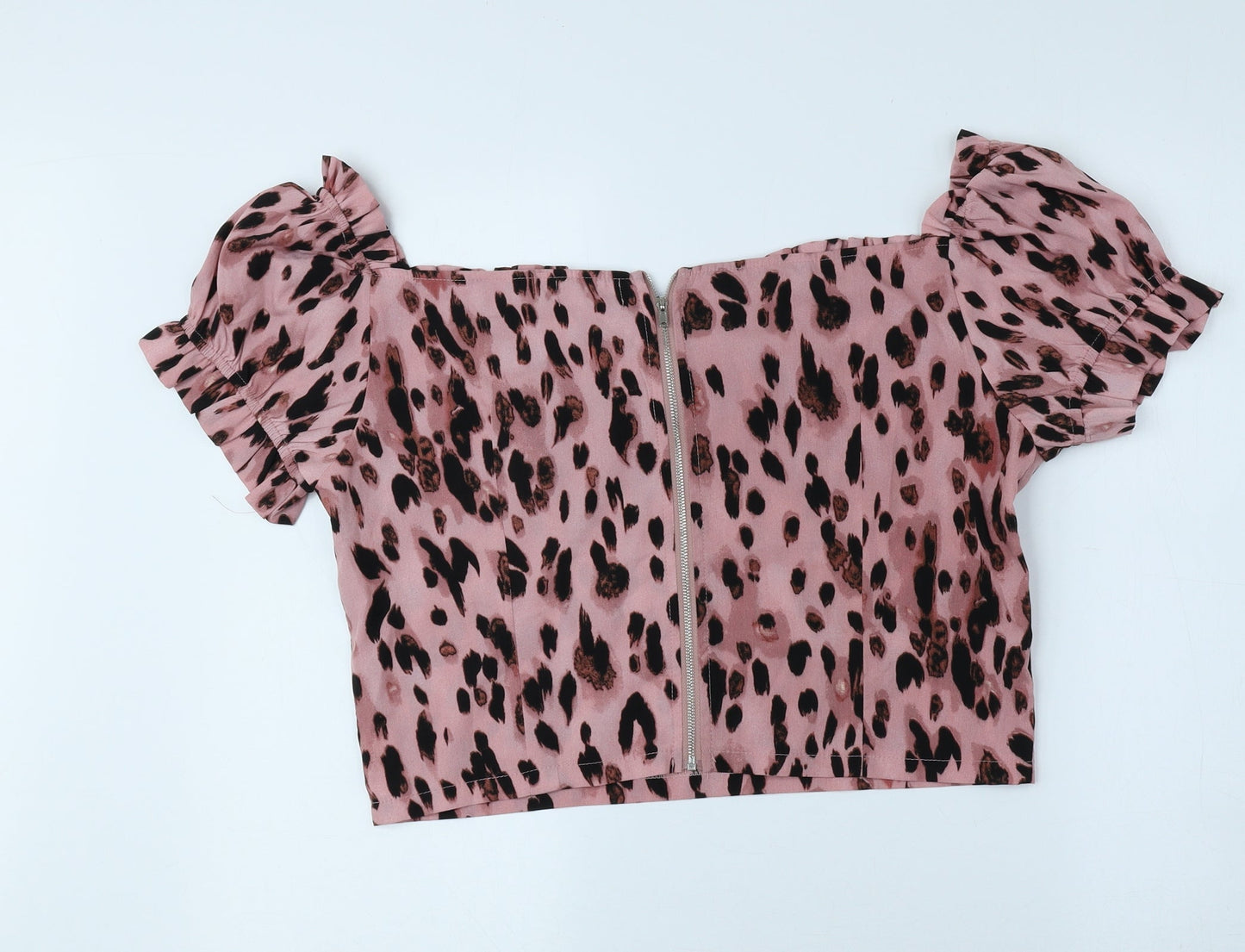Womens UK Size 16 PRETTYLITTLETHING Pink Cropped Blouse
