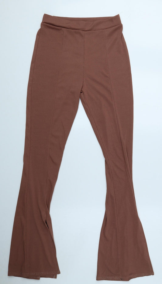 Select Womens Brown Polyester Trousers Size M L32 in Regular