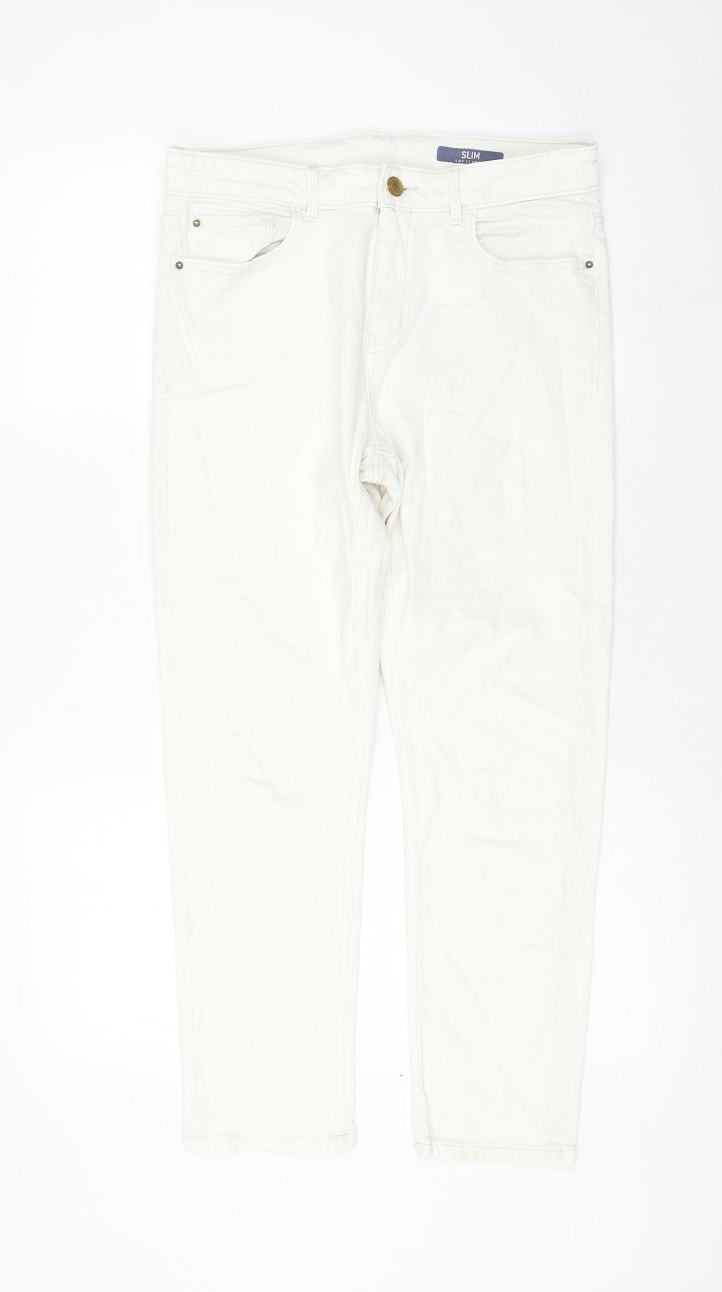 Womens UK Size 12 Marks and Spencer Slim Fit Skinny White Jeans