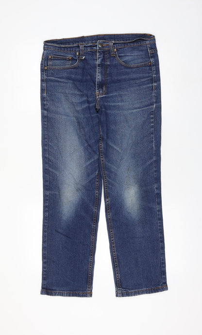 Cotton Traders Womens Blue Cotton Straight Jeans Size 32 in L27 in Regular Zip