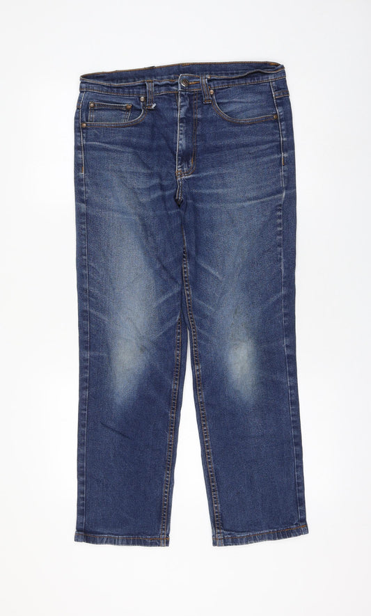 Cotton Traders Womens Blue Cotton Straight Jeans Size 32 in L27 in Regular Zip