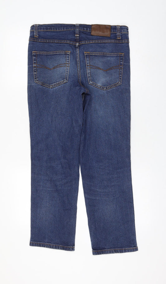 Cotton Traders Womens Blue Cotton Straight Jeans Size 32 in L27 in Regular Zip