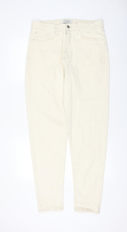 Autograph Womens Ivory Cotton Tapered Jeans Size 32 in L33 in Regular Zip