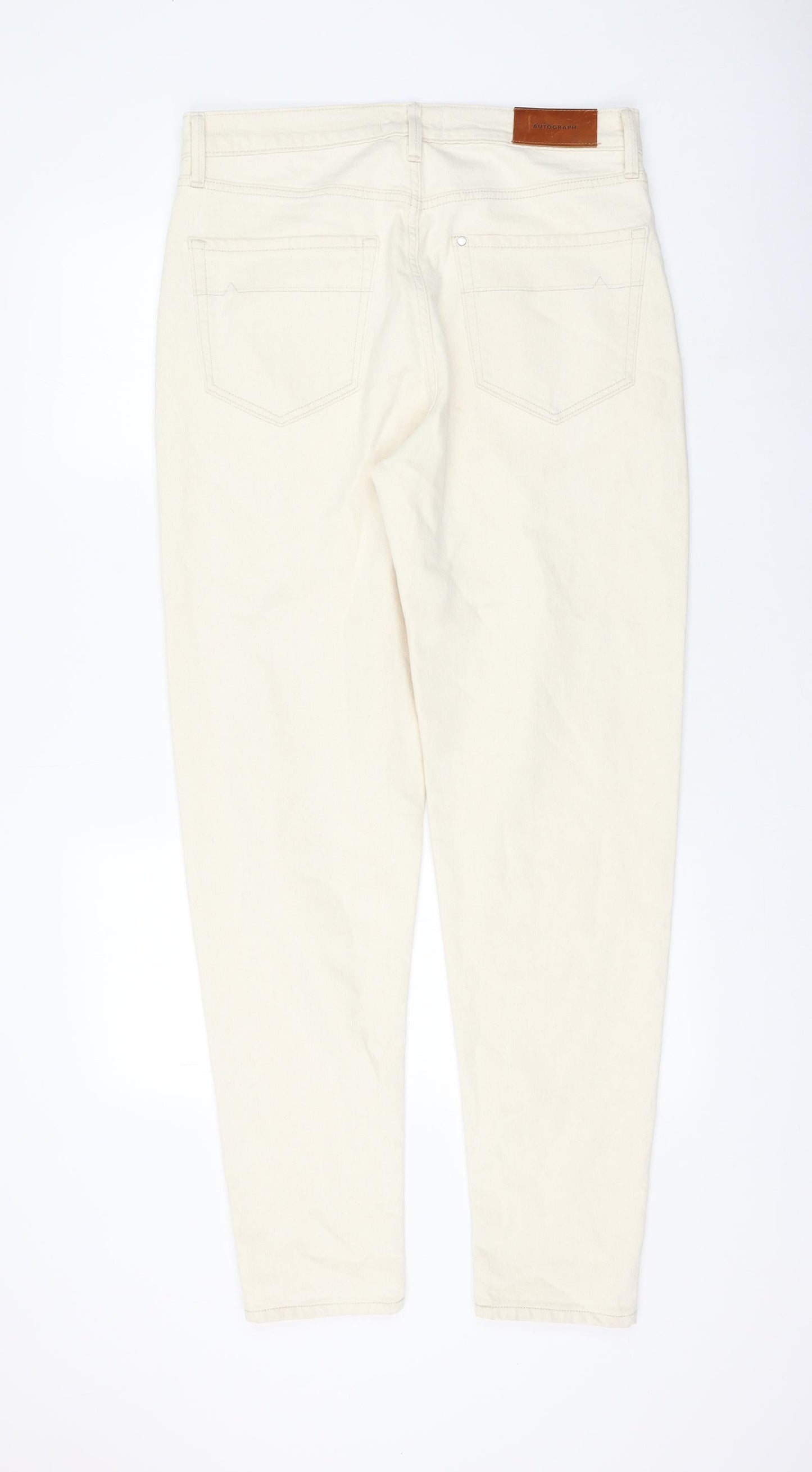 Autograph Womens Ivory Cotton Tapered Jeans Size 32 in L33 in Regular Zip