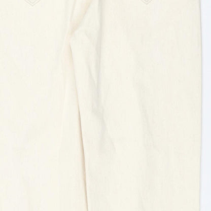 Autograph Womens Ivory Cotton Tapered Jeans Size 32 in L33 in Regular Zip
