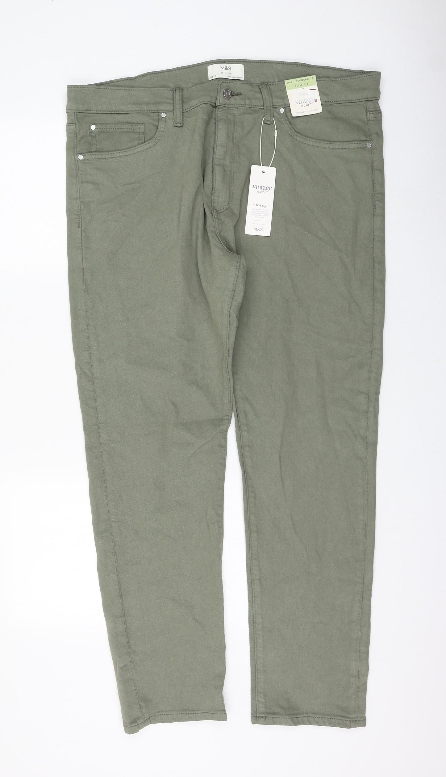 Womens UK Size 40 in Marks and Spencer Regular Fit Skinny Green Jeans