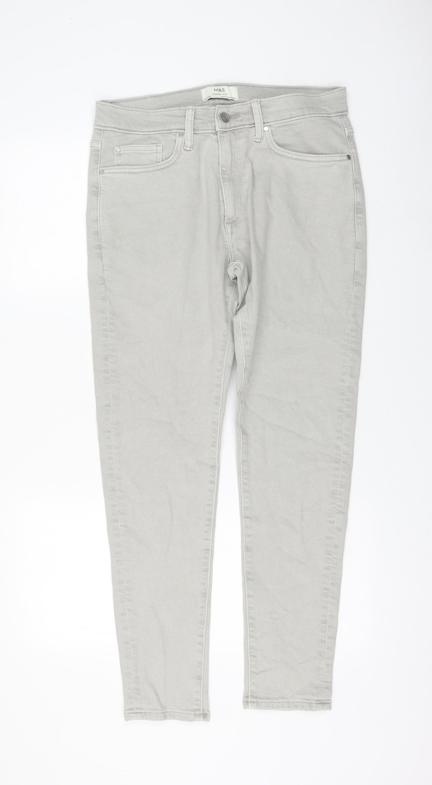 Womens UK Size 32 in Marks and Spencer Regular Fit Skinny Grey Jeans