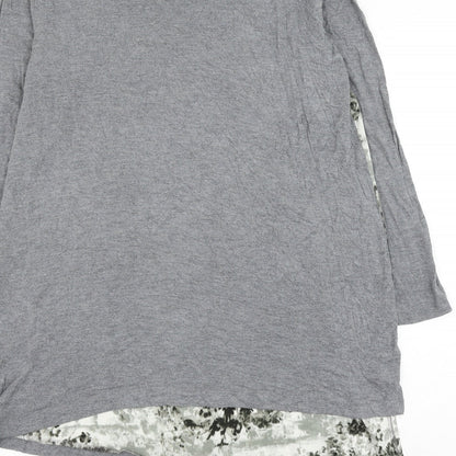 Anthology Womens Grey Geometric Polyester Tunic Blouse Size 14 Round Neck - Asymmetric