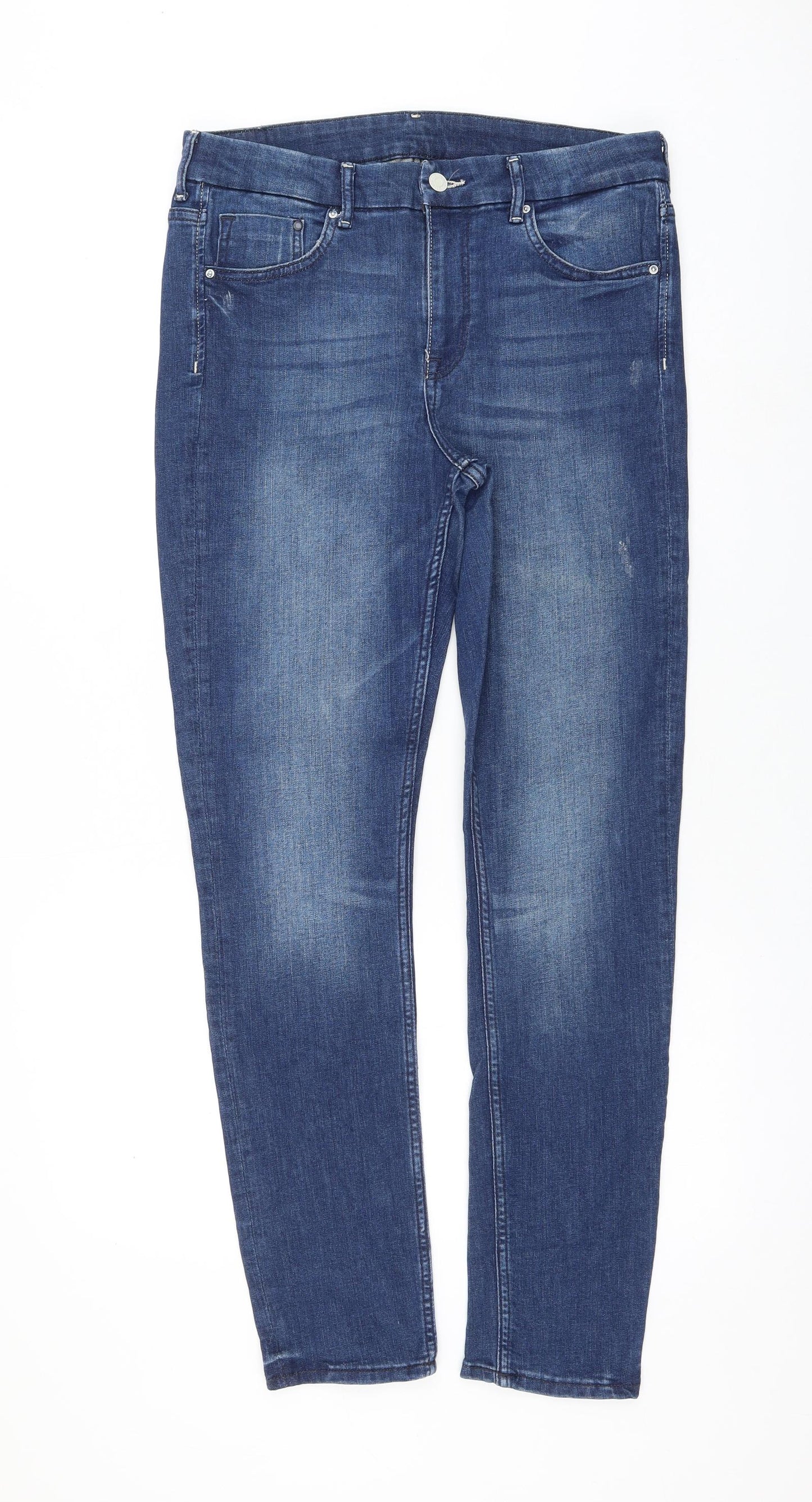 Womens UK Size 33 in H&M Regular Fit Skinny Blue Jeans