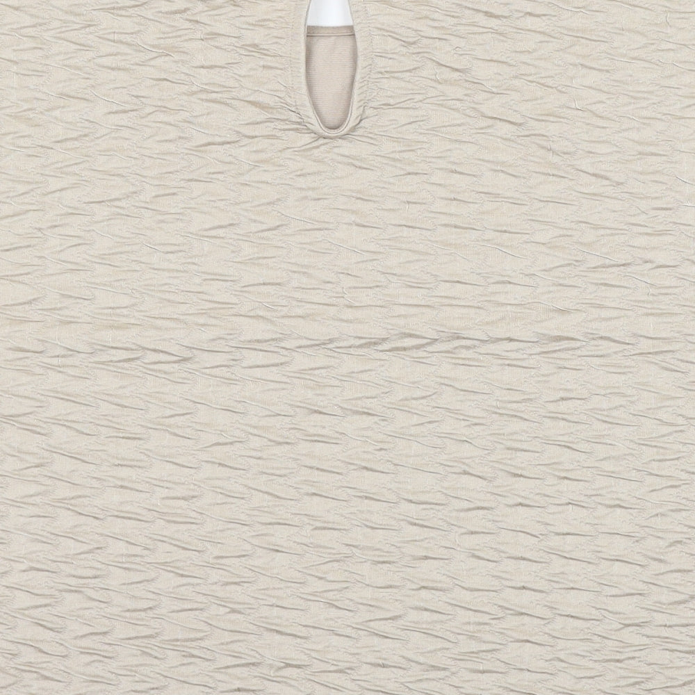 Great Plains Womens Beige Polyester Basic T-Shirt Size XS Round Neck - Textured