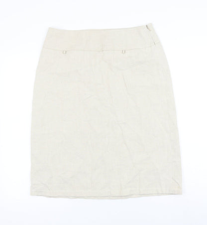 Fake London Womens Beige Linen A-Line Skirt Size L Zip