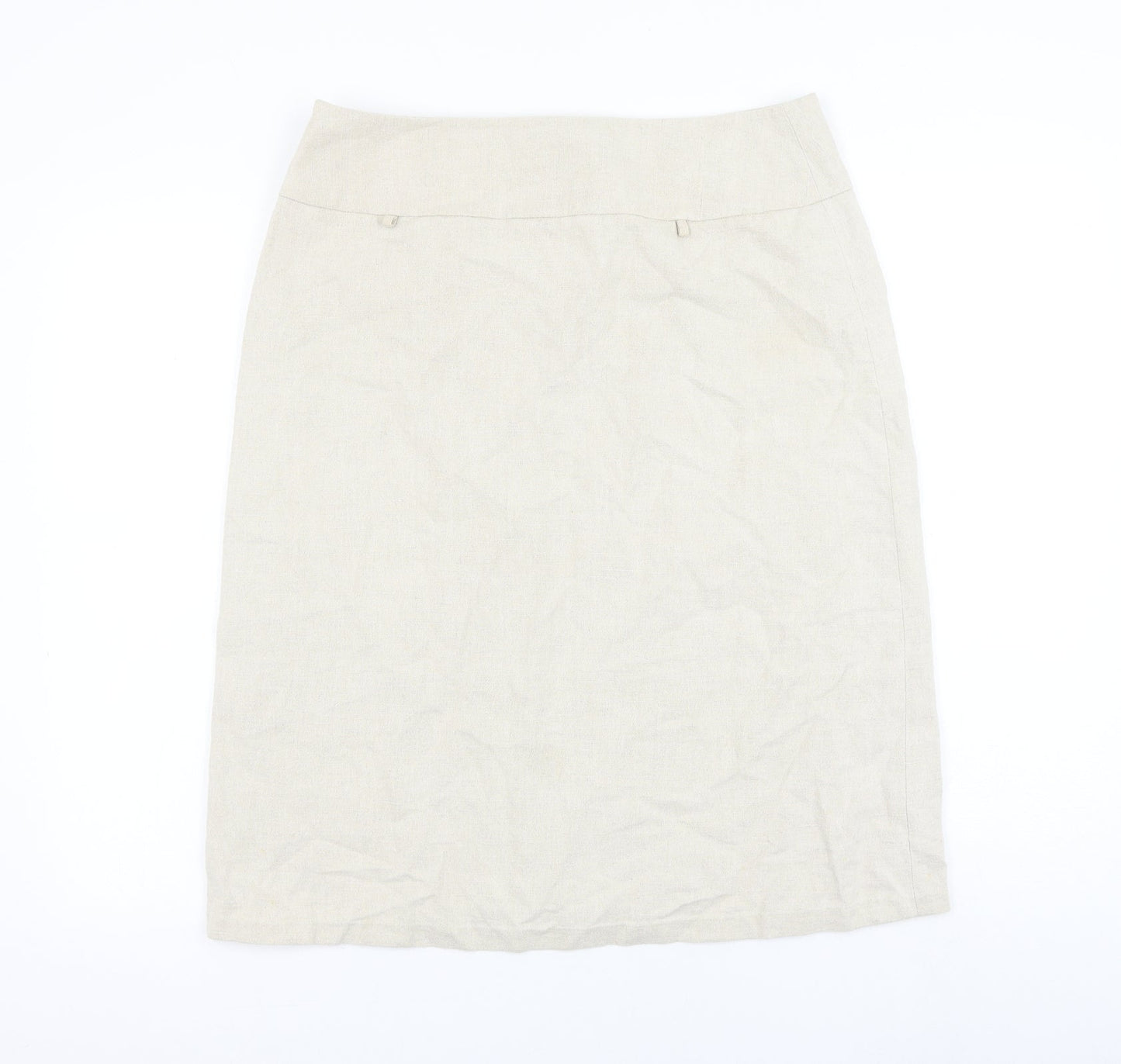 Fake London Womens Beige Linen A-Line Skirt Size L Zip