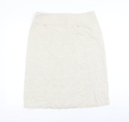 Fake London Womens Beige Linen A-Line Skirt Size L Zip