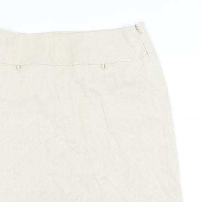 Fake London Womens Beige Linen A-Line Skirt Size L Zip