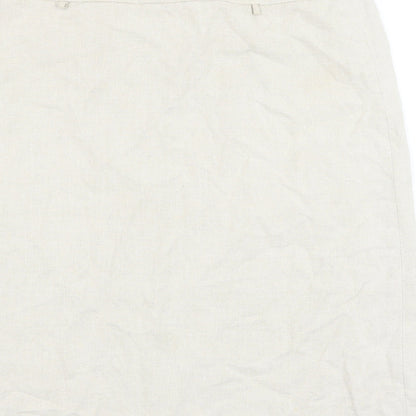 Fake London Womens Beige Linen A-Line Skirt Size L Zip