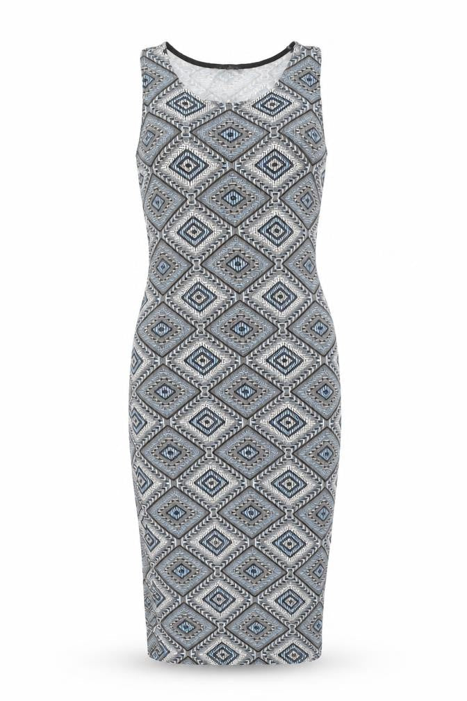 Select Womens Multicoloured Geometric Viscose Tank Dress Size 8 Scoop Neck Pullover