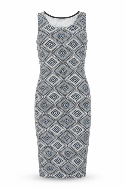 Select Womens Multicoloured Geometric Viscose Tank Dress Size 8 Scoop Neck Pullover