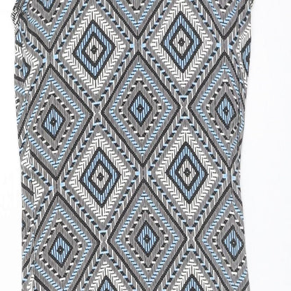 Select Womens Multicoloured Geometric Viscose Tank Dress Size 8 Scoop Neck Pullover