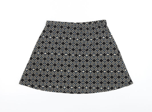 Boohoo Womens Black Geometric Polyester A-Line Skirt Size 10