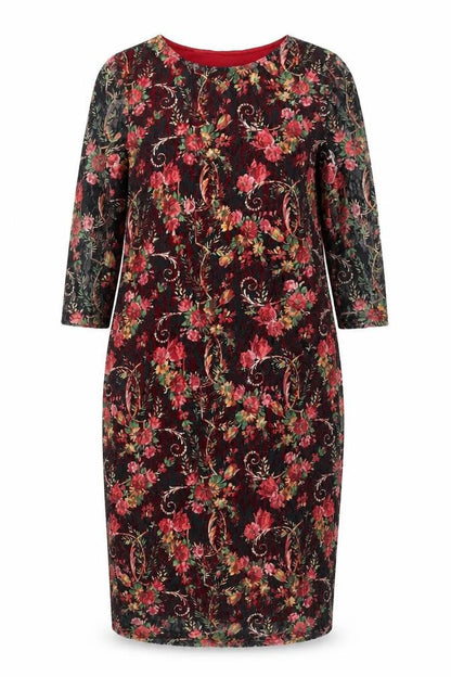 Jasmine Womens Multicoloured Floral Polyamide Shift Size 14 Round Neck Pullover