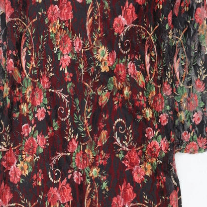Jasmine Womens Multicoloured Floral Polyamide Shift Size 14 Round Neck Pullover