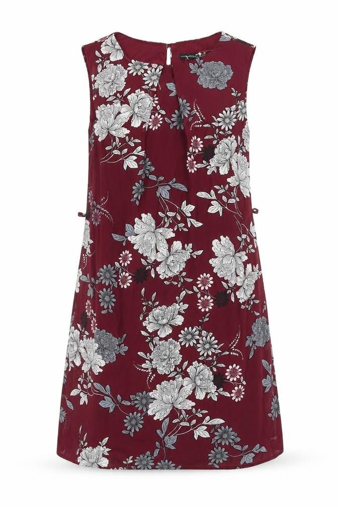 Atmosphere Womens Purple Floral Polyester Shift Size 8 Round Neck Button