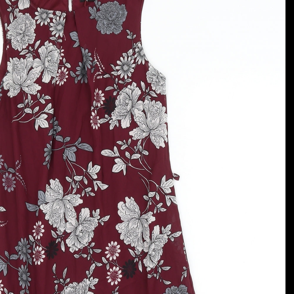 Atmosphere Womens Purple Floral Polyester Shift Size 8 Round Neck Button