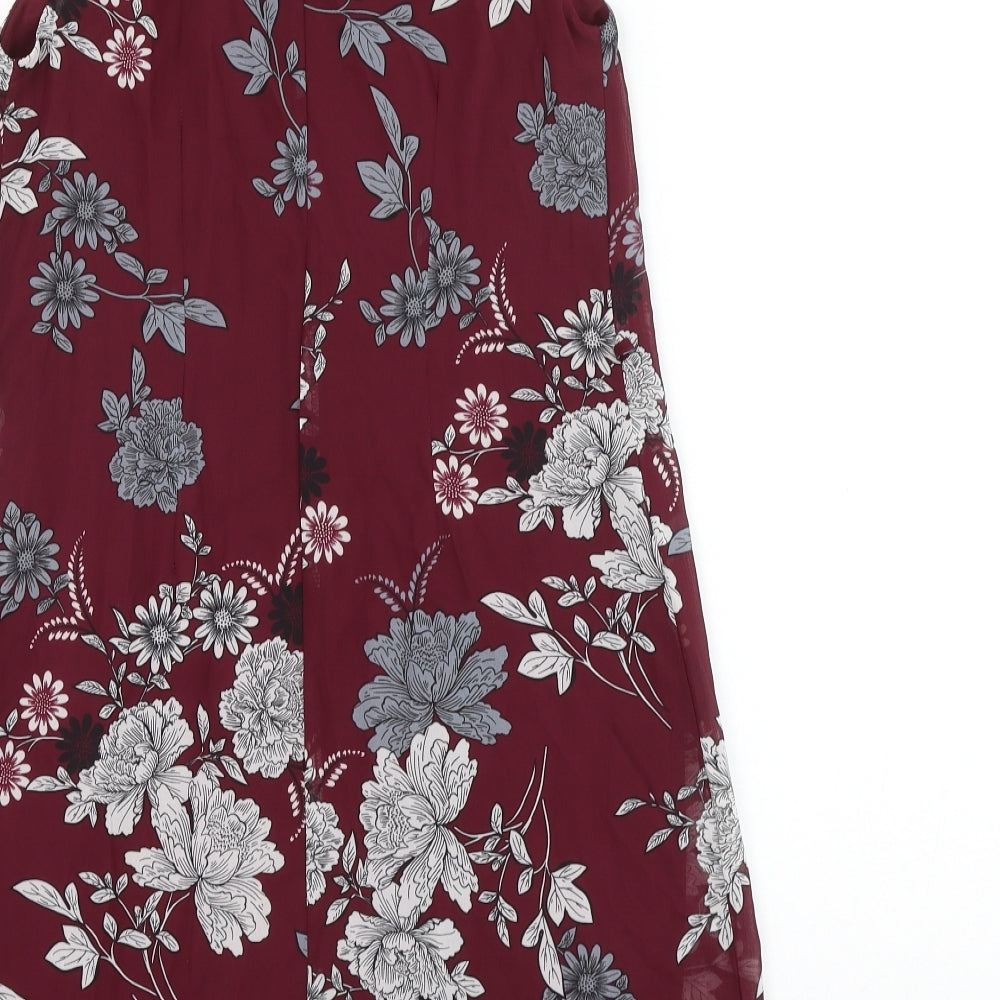 Atmosphere Womens Purple Floral Polyester Shift Size 8 Round Neck Button