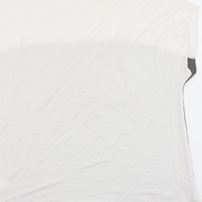 Nutmeg Womens White Colourblock Viscose Basic Blouse Size 10 Round Neck