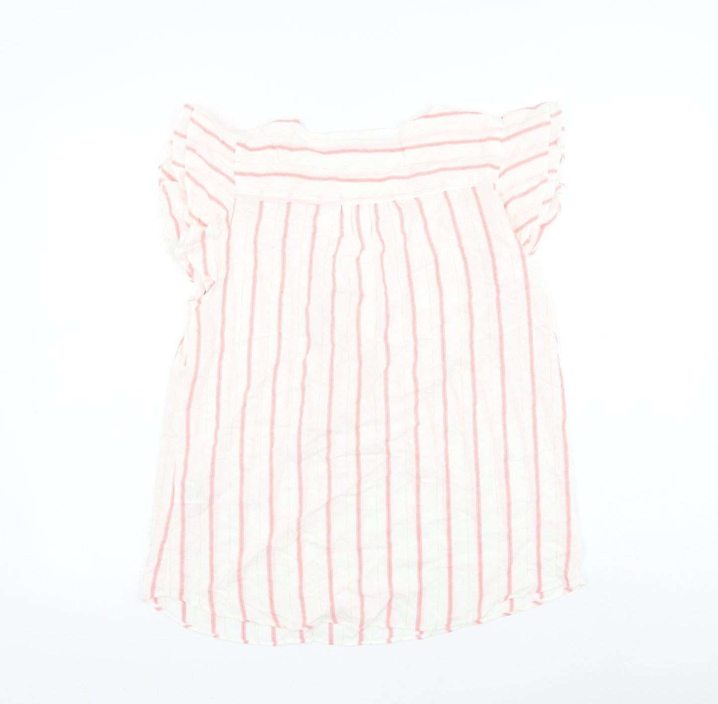 Papaya Womens White Striped Viscose Basic Blouse Size 10 V-Neck