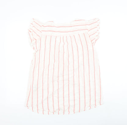 Papaya Womens White Striped Viscose Basic Blouse Size 10 V-Neck