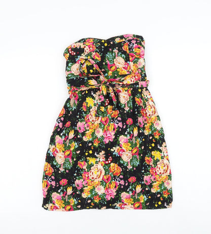 G-Heaven Womens Black Floral Cotton Mini Size S Off the Shoulder Pullover