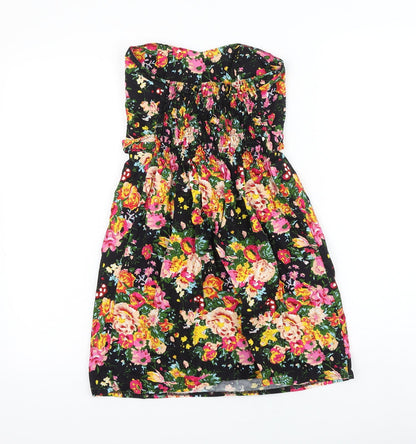 G-Heaven Womens Black Floral Cotton Mini Size S Off the Shoulder Pullover