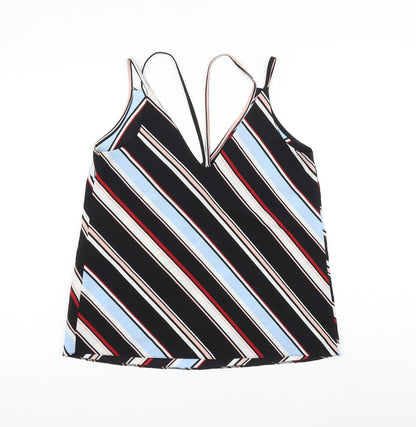 Primark Womens Multicoloured Striped Polyester Camisole Tank Size 8 V-Neck