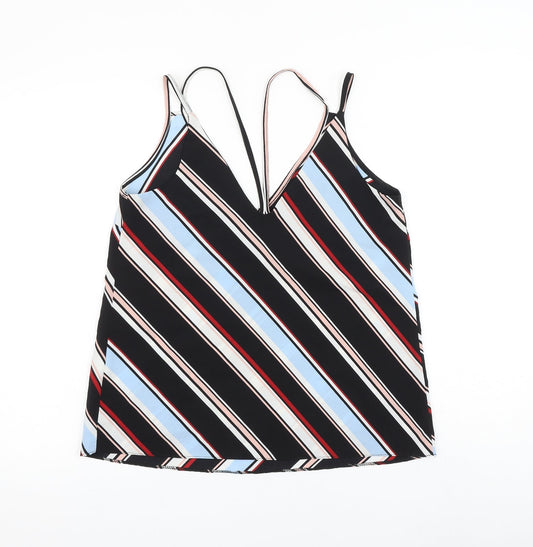 Primark Womens Multicoloured Striped Polyester Camisole Tank Size 8 V-Neck