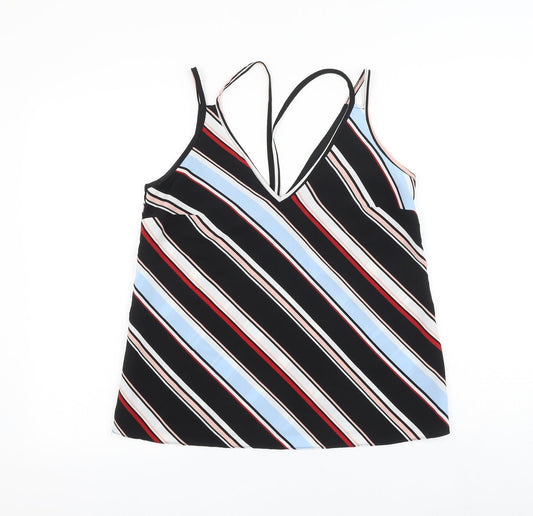 Primark Womens Multicoloured Striped Polyester Camisole Tank Size 8 V-Neck