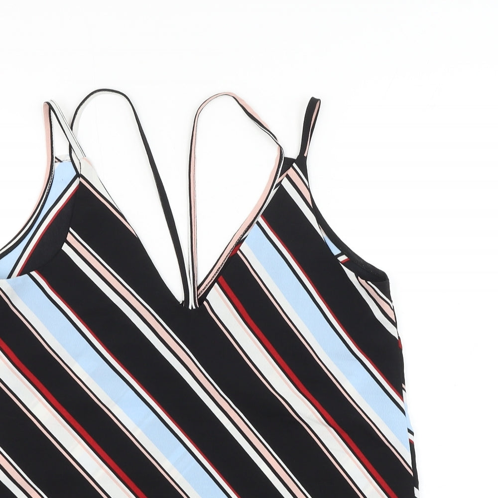 Primark Womens Multicoloured Striped Polyester Camisole Tank Size 8 V-Neck