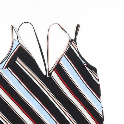 Primark Womens Multicoloured Striped Polyester Camisole Tank Size 8 V-Neck