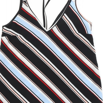 Primark Womens Multicoloured Striped Polyester Camisole Tank Size 8 V-Neck