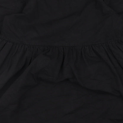 Denim & Co. Womens Black Cotton Fit & Flare Size 14 Round Neck Button