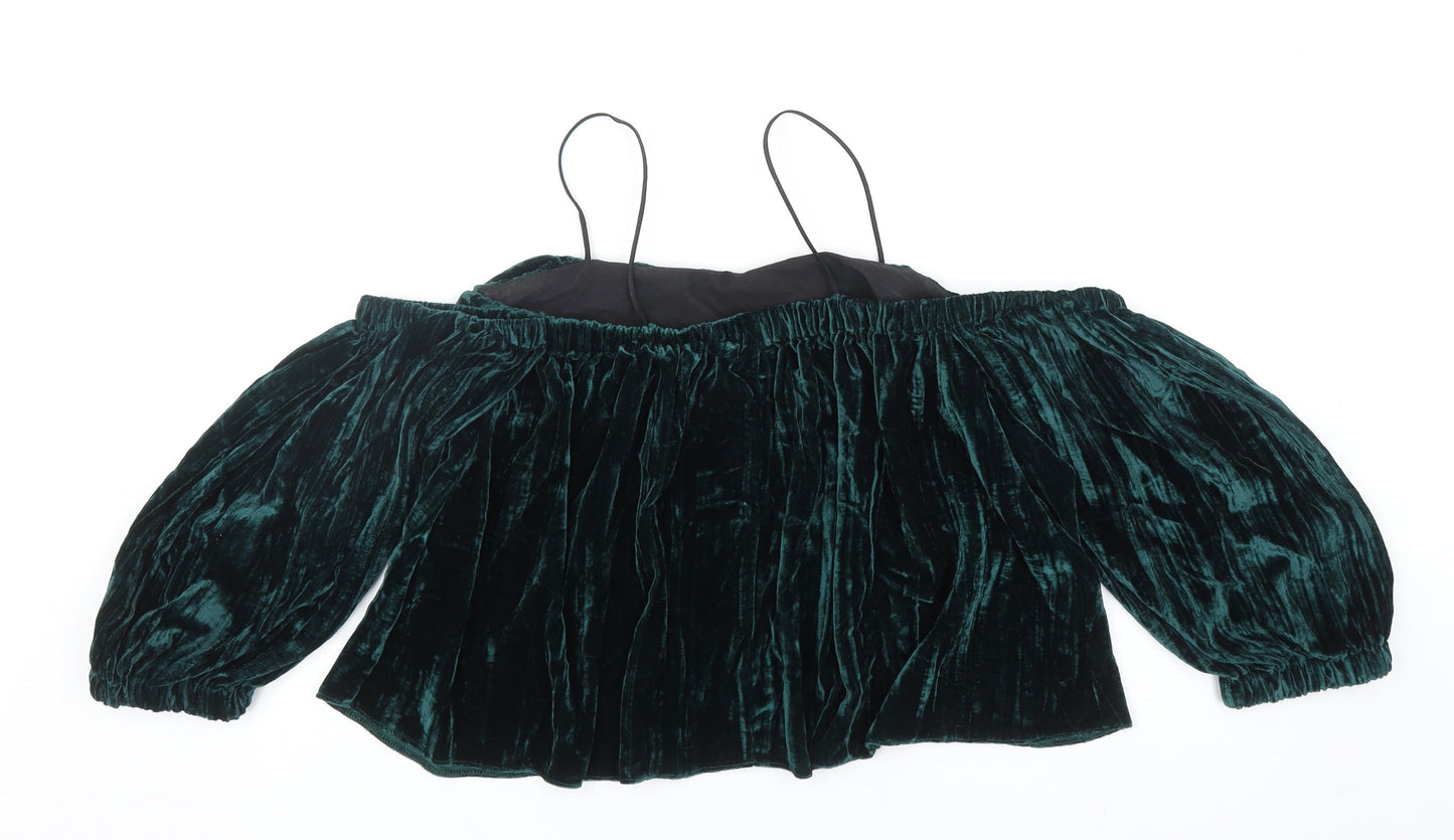 Womens UK Size 8 Topshop Green Basic Blouse