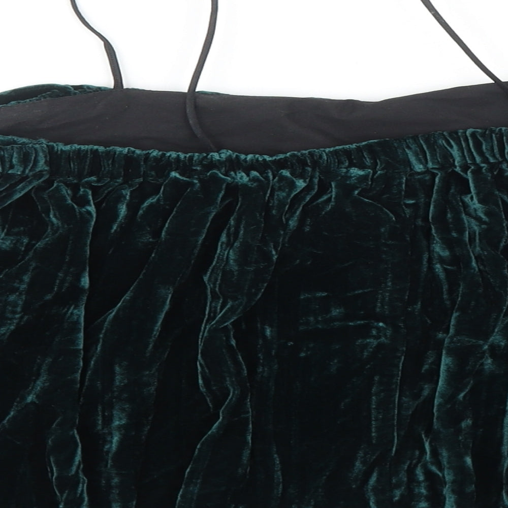 Womens UK Size 8 Topshop Green Basic Blouse