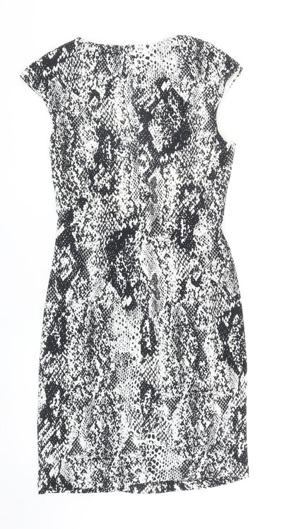 Wallis Womens Black Animal Print Polyester Pencil Dress Size S V-Neck Pullover - Snake Print